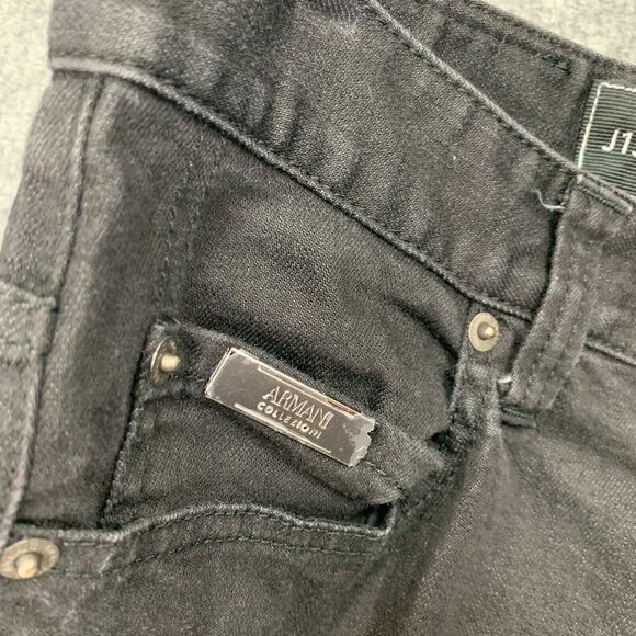 Armani Collezioni Jean Mens 30 Black Slim Fit Medium Waist Straight Tight Leg - Picture 5 of 15